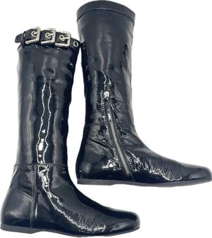 Miu Miu Patent Leather Buckle Boots