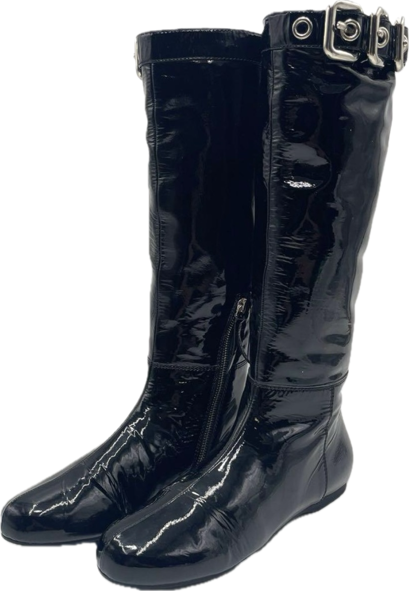 Miu Miu Patent Leather Buckle Boots